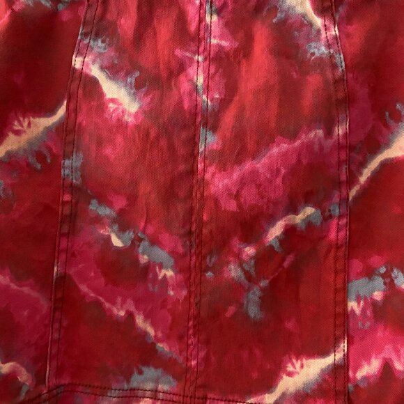 Free People Modern Femme Denim Mini‎ Skirt Flamingo Flame Size 8 - Picture 4 of 6